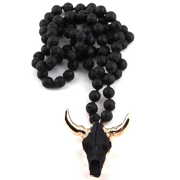 Unisex Fashion Bohemian Long Skull Pendant Necklace - Picture 5 of 14